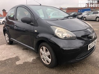 Location: Nottingham - 2007 TOYOTA AYGO BLACK VVT-I 5 Door Hatchback REG: ML07ZHJ, Keys: No, MOT Expiry date: 30/10/2024, 998 Petrol, 5 Speed Manual Petrol, Former Keepers: 5