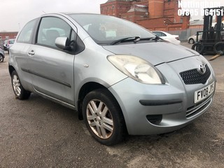 Location: Nottingham - 2008 TOYOTA YARIS TR 3 Door Hatchback REG: FV08JYS, Keys: No, MOT Expiry date: 07/04/2024, 998 Petrol, 5 Speed Manual Petrol, Former Keepers: 9