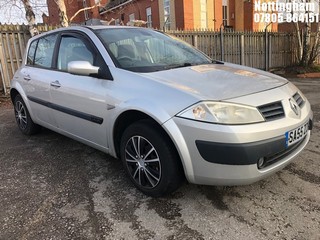 Location: Nottingham - 2005 RENAULT MEGANE EXPRESSION 16V 5 Door Hatchback REG: SA55ZCN, Keys: No, MOT Expiry date: 16/12/2023, 1390 Petrol, 5 Speed Manual Petrol, Former Keepers: 6