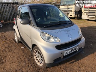 Location: Peterborough - 2008  SMART  FORTWO PASSION 71 AUTO Coupe  REG: ND58GVG, 999cc Petrol , 5 Speed Auto Petrol, Former Keepers: 7, Keys: Yes, MOT Expiry date: 17/02/2025