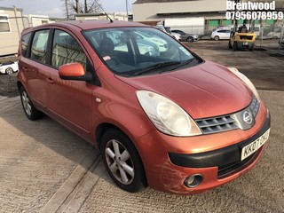 Location: Brentwood - 2007 NISSAN NOTE SE DCI MPV REG: KK07OKU, Keys: No, MOT Expiry date: 12/02/2025, 1461 Diesel, 5 Speed Manual Diesel, Former Keepers: 4