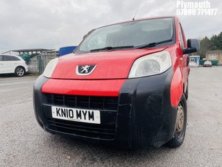 Location: Plymouth - 2010 PEUGEOT BIPPER S HDI Panel Van REG: KN10MYM, Keys: No, MOT Expiry date: 06/05/2025, 1399 Diesel, 5 Speed Manual Diesel, Former Keepers: 4