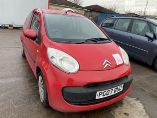 Location: Hull - 2007 CITROEN C1 RHYTHM HDI 5 Door Hatchback REG: PG07BUU, Keys: No, MOT Expiry date: 11/10/2024, 1398 Diesel, 5 Speed Manual Diesel, Former Keepers: 7